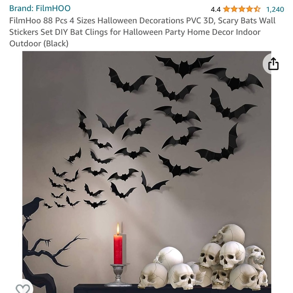 FilmHoo 88 Pcs 4 Sizes Halloween Decorations